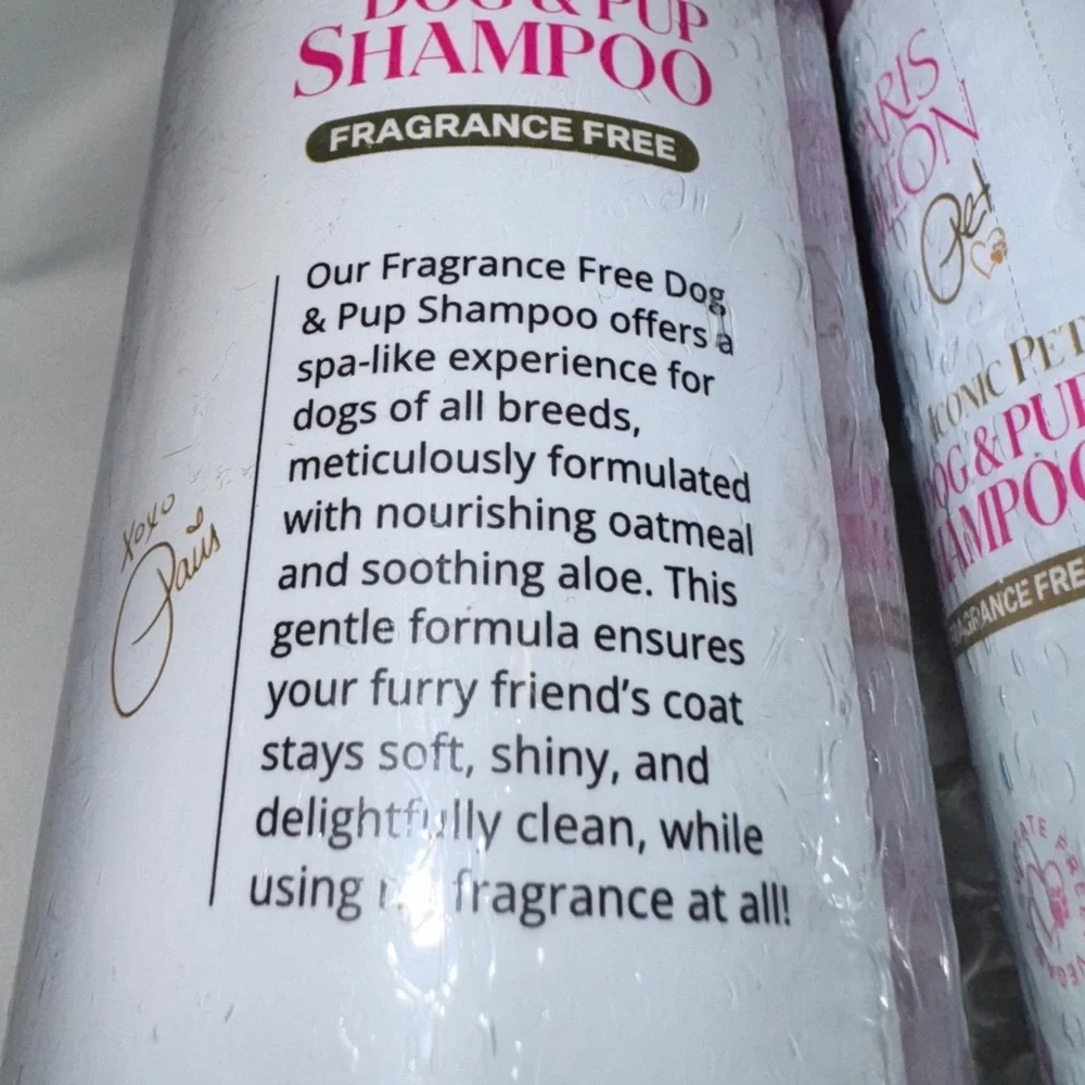 Paris Hilton (2) Iconic Pet Dog & Pup Shampoo - Soothe & Fragrance Free, NEW